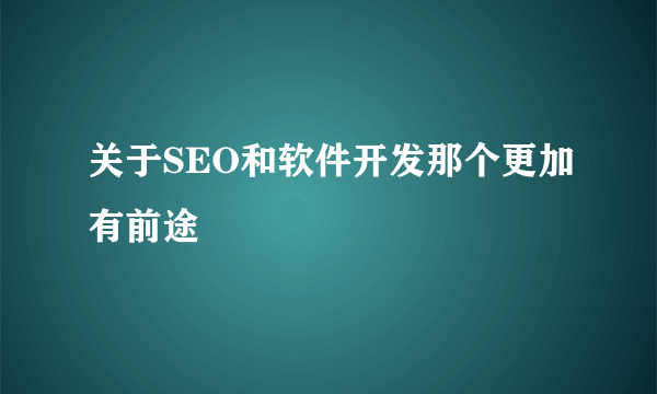 关于SEO和软件开发那个更加有前途