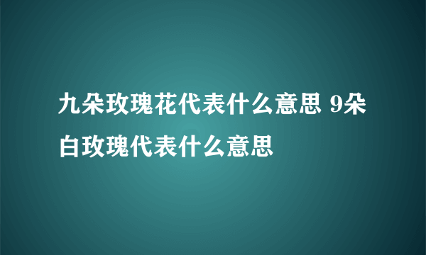 九朵玫瑰花代表什么意思 9朵白玫瑰代表什么意思