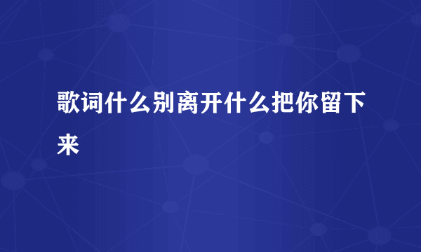 歌词什么别离开什么把你留下来