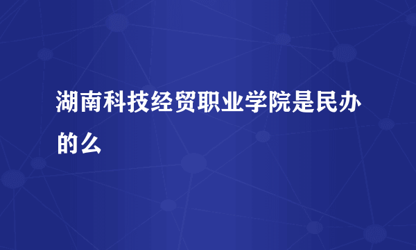 湖南科技经贸职业学院是民办的么