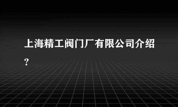 上海精工阀门厂有限公司介绍？