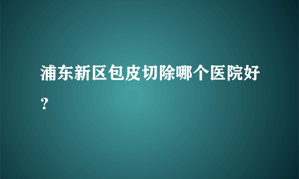 浦东新区包皮切除哪个医院好？