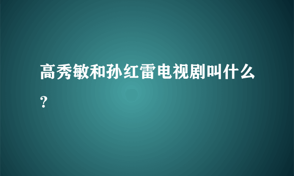 高秀敏和孙红雷电视剧叫什么？