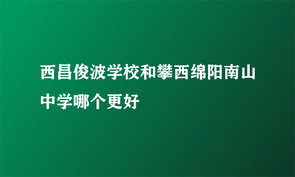 西昌俊波学校和攀西绵阳南山中学哪个更好