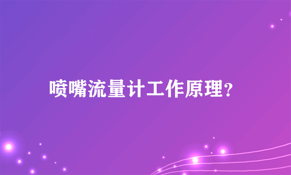 喷嘴流量计工作原理？