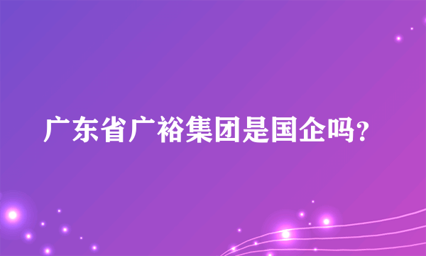 广东省广裕集团是国企吗？