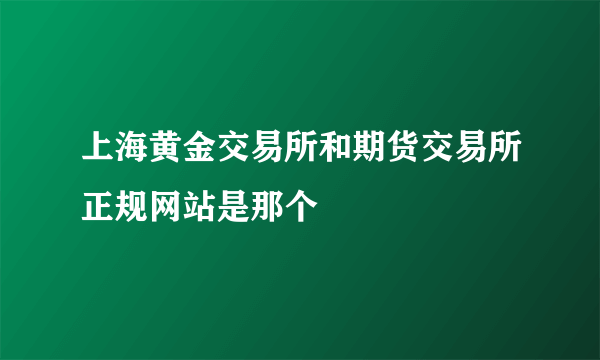 上海黄金交易所和期货交易所正规网站是那个