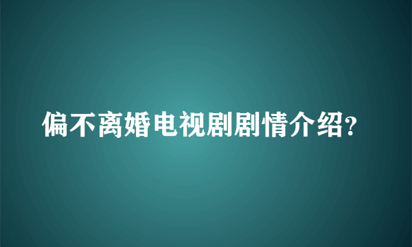 偏不离婚电视剧剧情介绍？