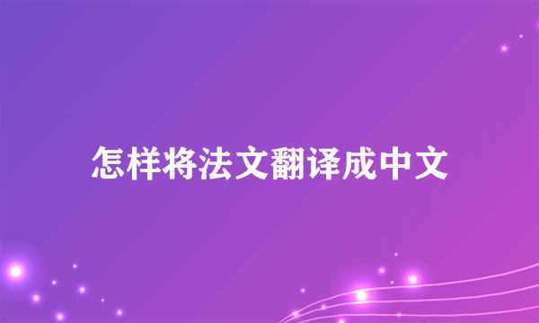 怎样将法文翻译成中文