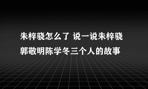 朱梓骁怎么了 说一说朱梓骁郭敬明陈学冬三个人的故事