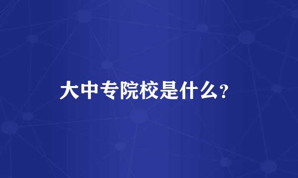 大中专院校是什么？