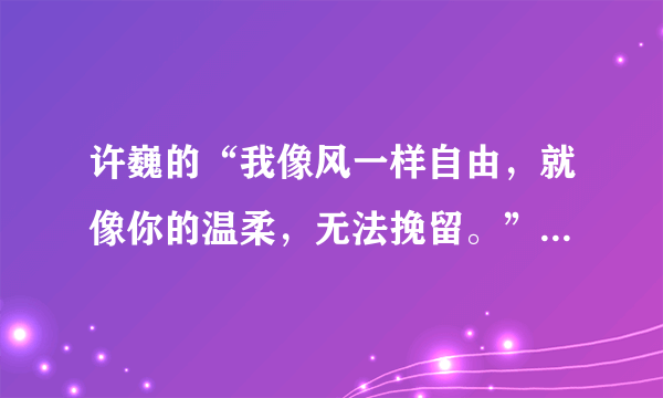 许巍的“我像风一样自由，就像你的温柔，无法挽留。”歌名是什么