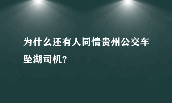 为什么还有人同情贵州公交车坠湖司机？