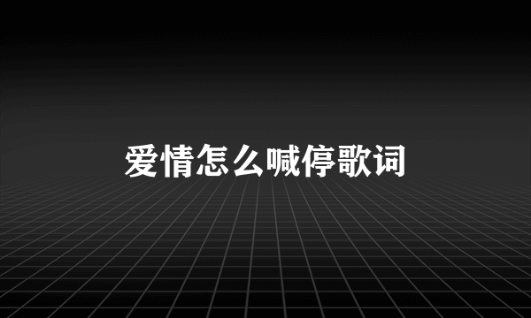 爱情怎么喊停歌词