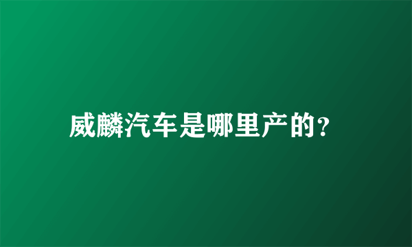 威麟汽车是哪里产的？