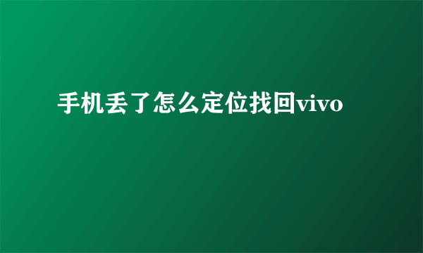 手机丢了怎么定位找回vivo