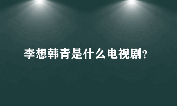 李想韩青是什么电视剧？