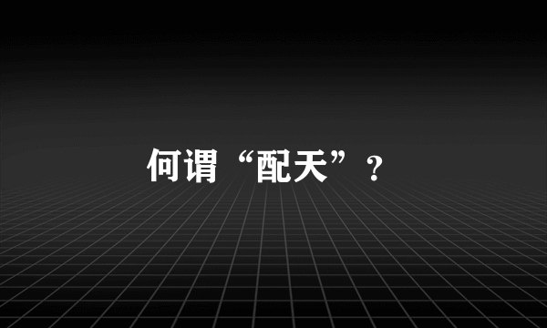 何谓“配天”？