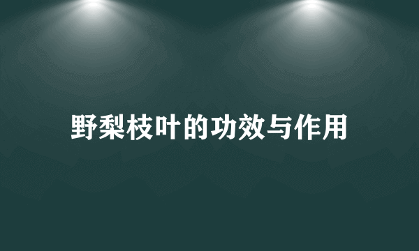 野梨枝叶的功效与作用