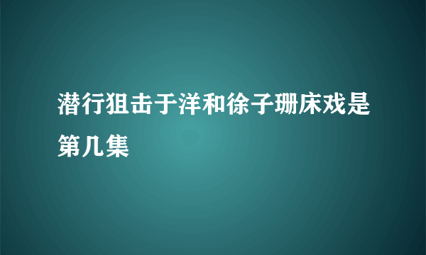 潜行狙击于洋和徐子珊床戏是第几集