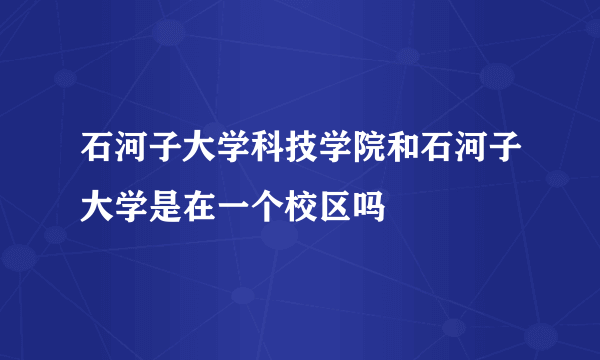 石河子大学科技学院和石河子大学是在一个校区吗