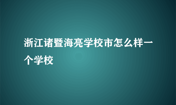 浙江诸暨海亮学校市怎么样一个学校