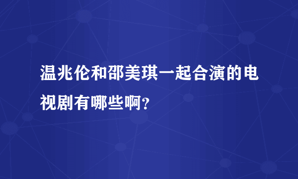 温兆伦和邵美琪一起合演的电视剧有哪些啊？