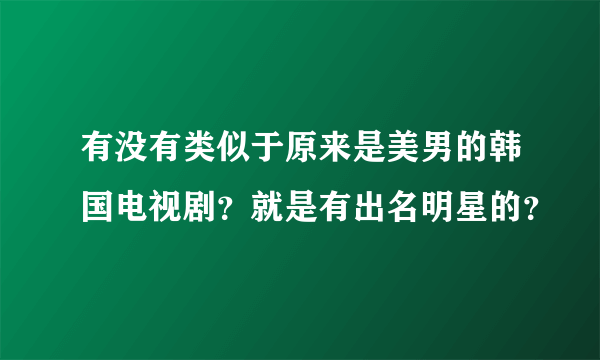 有没有类似于原来是美男的韩国电视剧？就是有出名明星的？