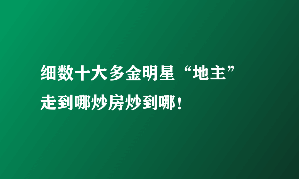 细数十大多金明星“地主” 走到哪炒房炒到哪！