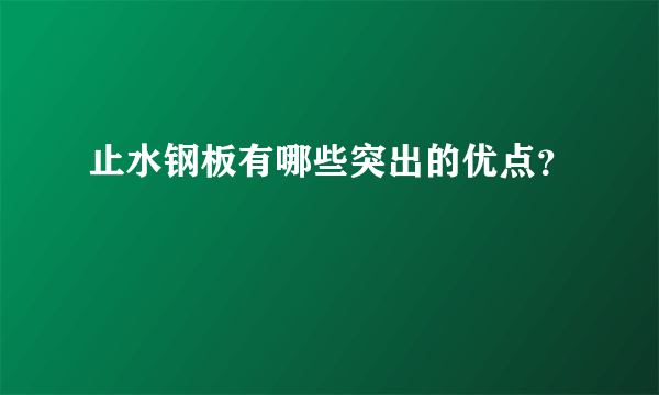 止水钢板有哪些突出的优点？