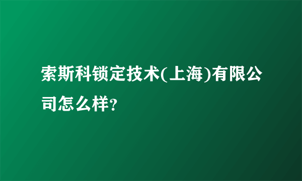 索斯科锁定技术(上海)有限公司怎么样？