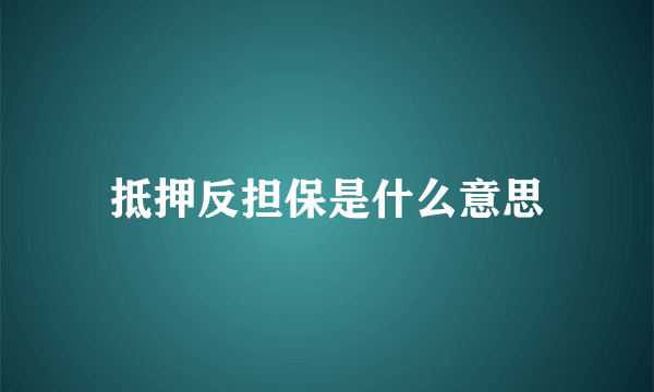 抵押反担保是什么意思