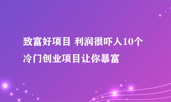 致富好项目 利润很吓人10个冷门创业项目让你暴富