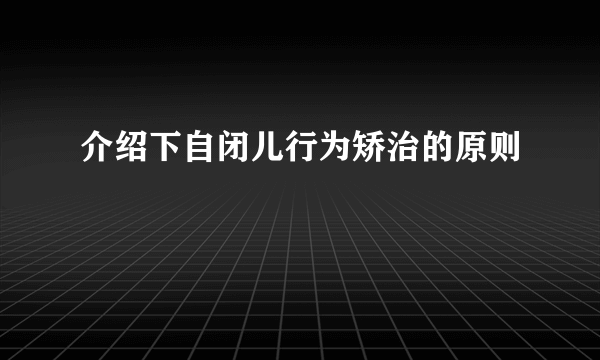 介绍下自闭儿行为矫治的原则