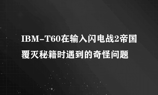 IBM-T60在输入闪电战2帝国覆灭秘籍时遇到的奇怪问题