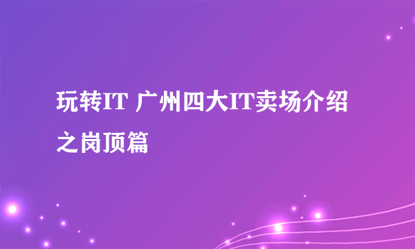 玩转IT 广州四大IT卖场介绍之岗顶篇