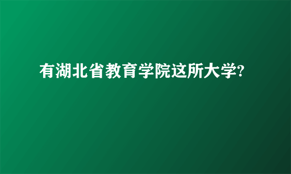 有湖北省教育学院这所大学?