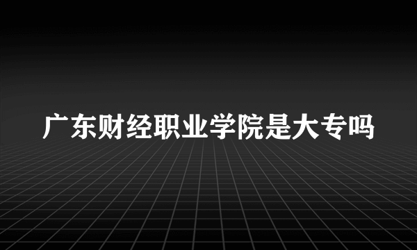 广东财经职业学院是大专吗