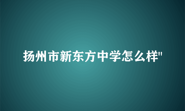 扬州市新东方中学怎么样