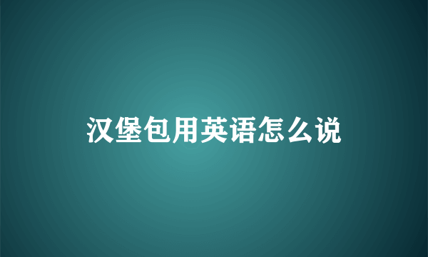 汉堡包用英语怎么说