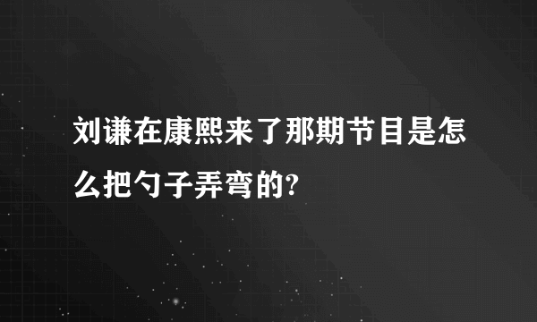 刘谦在康熙来了那期节目是怎么把勺子弄弯的?