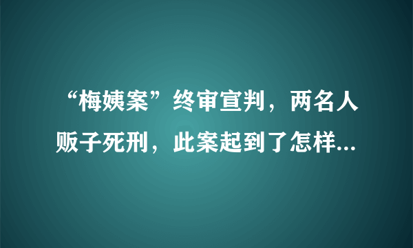 “梅姨案”终审宣判，两名人贩子死刑，此案起到了怎样的警示作用？