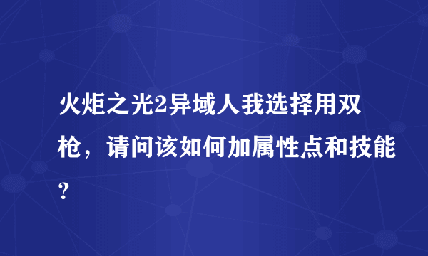 火炬之光2异域人我选择用双枪，请问该如何加属性点和技能？