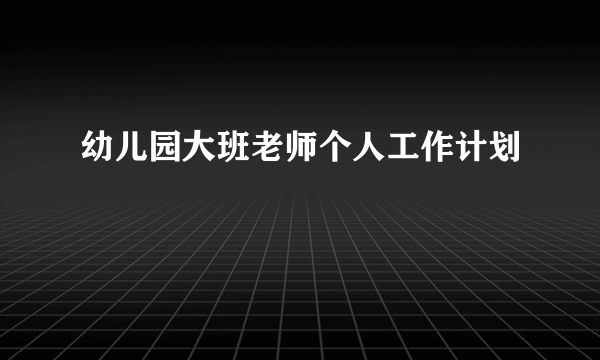 幼儿园大班老师个人工作计划