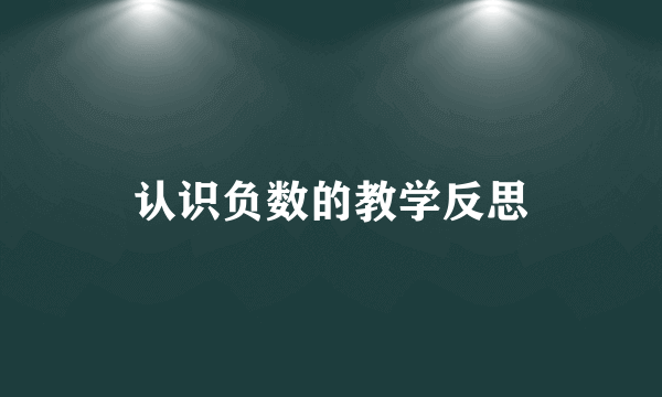 认识负数的教学反思