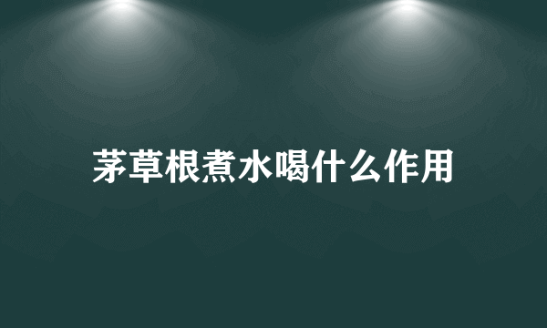 茅草根煮水喝什么作用