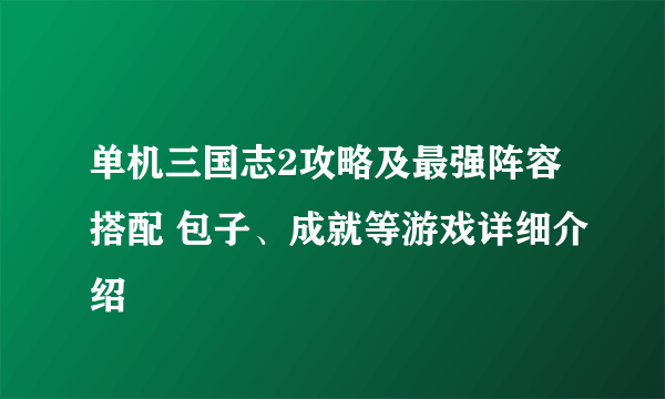 单机三国志2攻略及最强阵容搭配 包子、成就等游戏详细介绍