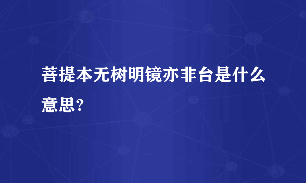 菩提本无树明镜亦非台是什么意思?