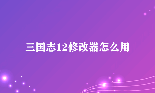 三国志12修改器怎么用