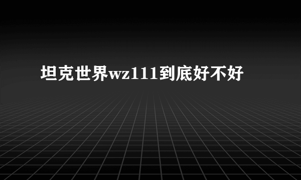 坦克世界wz111到底好不好